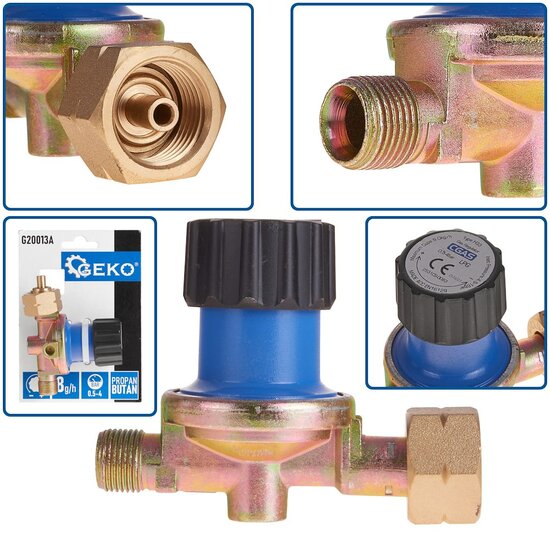 gasdrukregelaar - instelbare druk 0,5&ndash;4 bar - propaan/butaan - gasdruk regelaar - geko