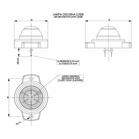 led zijmarkeringslamp universeel oranje 1x led - contourlamp - zij lamp - breedtelamp