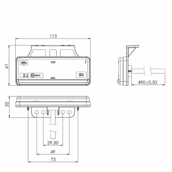 led zijmarkeringslamp met houder universeel oranje 2x led - contourlamp - zij lamp - breedtelamp