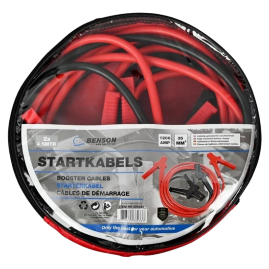 startkabels - accukabels - 1200 amp&egrave;re - 4.5 meter - starterkabels - benson