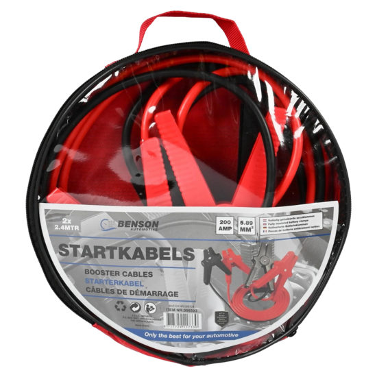 startkabels - accukabels - 200 amp&egrave;re - 2.4 meter - starterkabels - benson