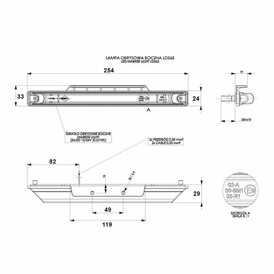 led zijmarkeringslamp universeel oranje 2x led - led contourlamp - zijlamp - breedtelamp