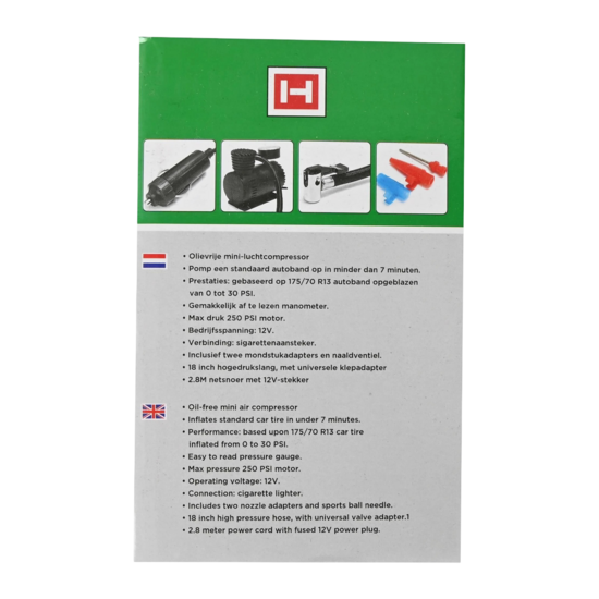 compressor 12 Volt - 250 psi - lucht compressor - compacte luchtcompressor - h&ouml;fftech