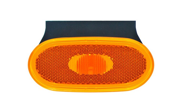 ovale markeringslamp oranje met houder - positielamp 12 volt - zijmarkeringslamp - contourlamp - horpol