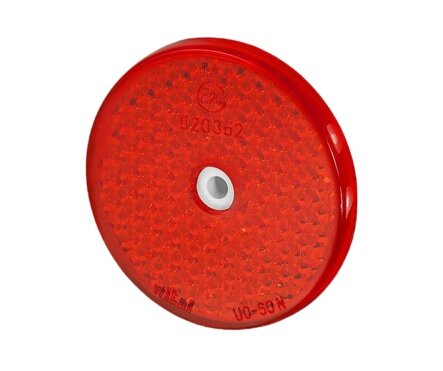 reflector rood 65 mm - opschroefbaar + zelfklevend - schroefreflector - reflectieplaat - kmr