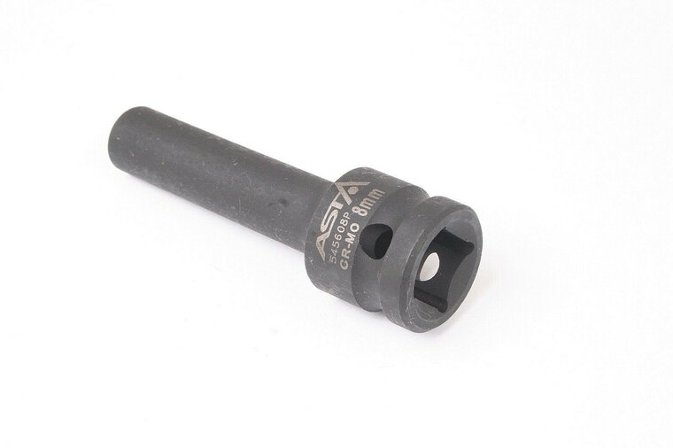twaalfkant verlengde krachtdop - 8 mm - 1/2 duims aansluiting - slagdop - impact dop - rateldop - asta