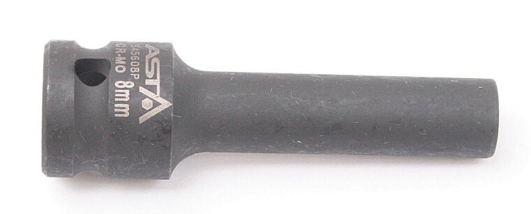 twaalfkant verlengde krachtdop - 8 mm - 1/2 duims aansluiting - slagdop - impact dop - rateldop - asta