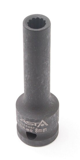 twaalfkant verlengde krachtdop - 8 mm - 1/2 duims aansluiting - slagdop - impact dop - rateldop - asta