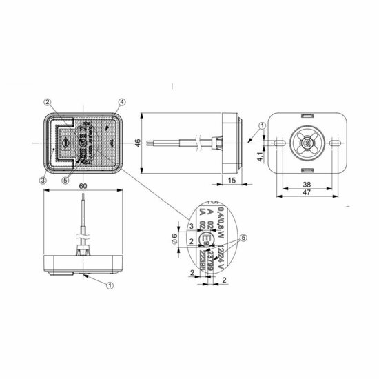 led zijmarkeringslamp universeel wit 9x led - contourlamp - zij lamp - breedtelamp