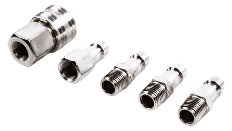 luchtgereedschap accessoires set - snelkoppeling - luchtnippel - luchtkoppeling 5 delig - h&ouml;fftech