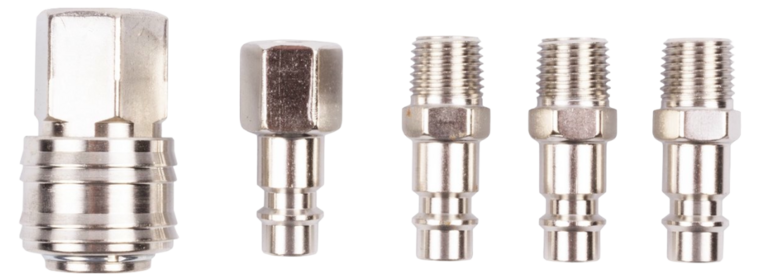 luchtgereedschap accessoires set - snelkoppeling - luchtnippel - luchtkoppeling 5 delig - h&ouml;fftech