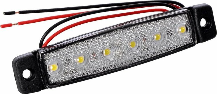 led zijmarkeringslamp universeel wit 6x led - contourlamp - zij lamp - breedtelamp