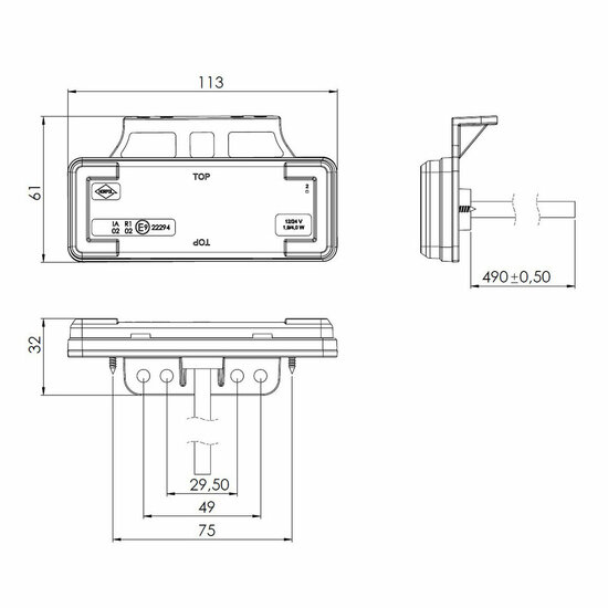 led zijmarkeringslamp inclusief houder universeel wit 2x led - contourlamp - zij lamp - breedtelamp