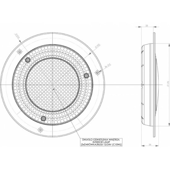 led Interieurlamp rond 215mm 12/24 volt - interieurlamp - binnenverlichting - werklamp