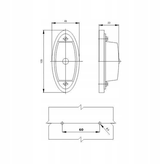 zijmarkeringslamp universeel oranje 12/24 volt - contourlamp - zij lamp - breedtelamp