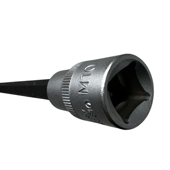 m10 twaalfkant spline dop uitwendig - 800 mm - 1/2 duims aansluiting - veeltanddop - meertanddop - spline bit - asta