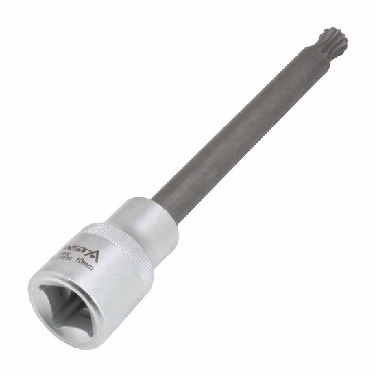 m10 twaalfkant spline dop uitwendig - 140 mm - 1/2 duims aansluiting - veeltanddop - meertanddop - spline bit - asta