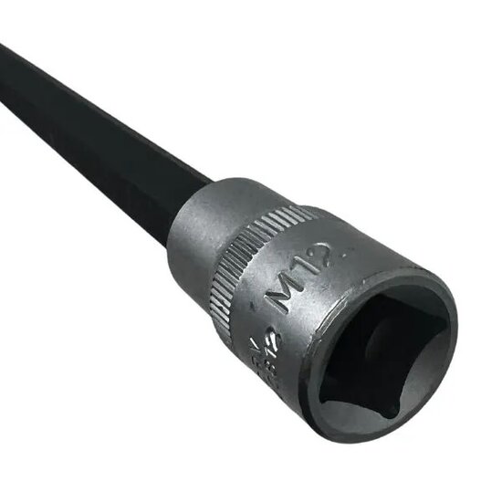 m12 twaalfkant spline dop uitwendig - 800 mm - 1/2 duims aansluiting - veeltanddop - meertanddop - spline bit - asta