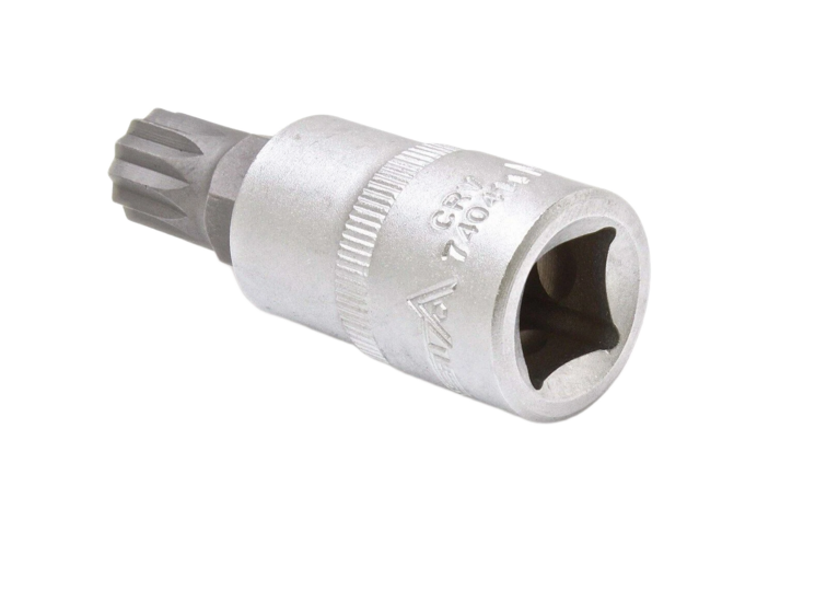 m12 twaalfkant spline dop uitwendig - 55 mm - 1/2 duims aansluiting - veeltanddop - meertanddop - spline bit - seneca