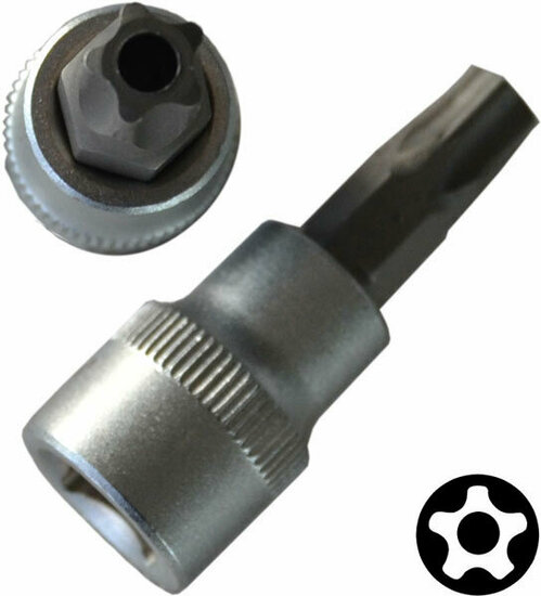 torxdop t40 - 1/2 duims aansluiting - 55 mm - met doorlopende boring - torx socket - torx bit - seneca