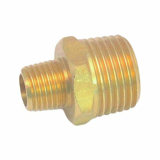 messing verloopstuk luchtkoppeling - 3/8&#039;&#039; naar 1/4&#039;&#039; - verloopnippel - luchtnippel - asta