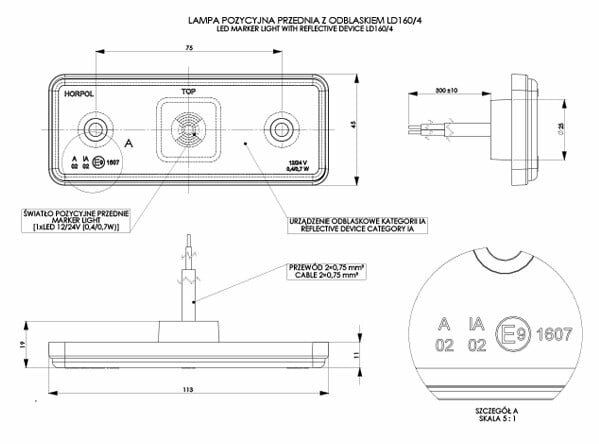 markeringslamp wit - zijmarkeringslamp - positielamp 12 volt - voormarkering lamp - horpol