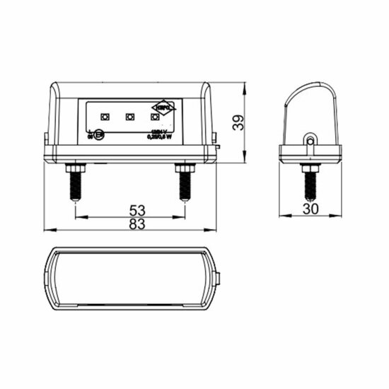 led kentekenverlichting wit 12/24 volt 3x led - kentekenlamp - numberplate lamp - kenteken verlichting - horpol