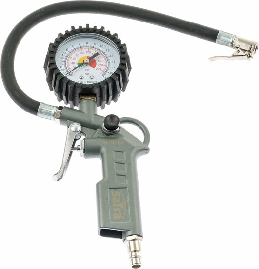 bandenpomp - luchtpomp - 1/4 duims inlaat - bandenspanningsmeter - 400mm slang - banden pomp - lucht pomp