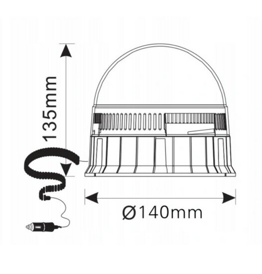 led waarschuwingslamp 12/24 volt kabel met sigarettenstekker 40x led - zwaailamp - waarschuwingslamp