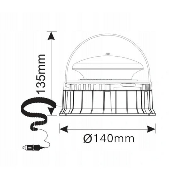 led waarschuwingslamp 12/24 volt kabel met sigarettenstekker 45x led - zwaailamp - waarschuwingslamp