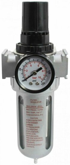 drukregelaar met filter - 1/2 duims - max druk 10 bar - compressor regelaar - satra