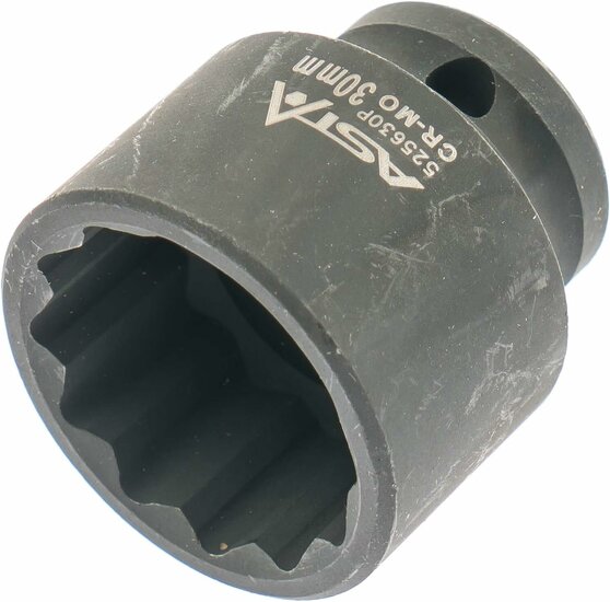 twaalfkant krachtdop - 30 mm - 1/2 duims aansluiting - slagdop - impact dop - rateldop - asta