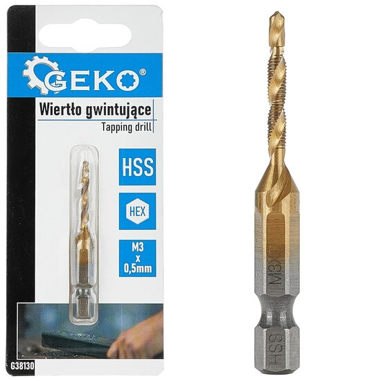 hss boor tap m3 x 0,5mm - tapboor - boor - tap - geko