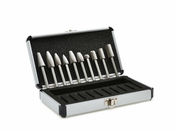wolfraamcarbide frees set - 10 delig metaalfrees - frezen - stopfrezen - snijgereedschap - geko