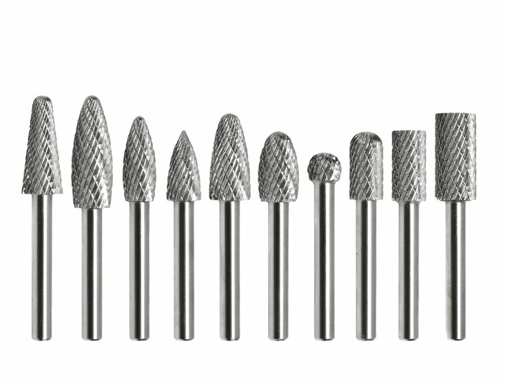 wolfraamcarbide frees set - 10 delig metaalfrees - frezen - stopfrezen - snijgereedschap - geko