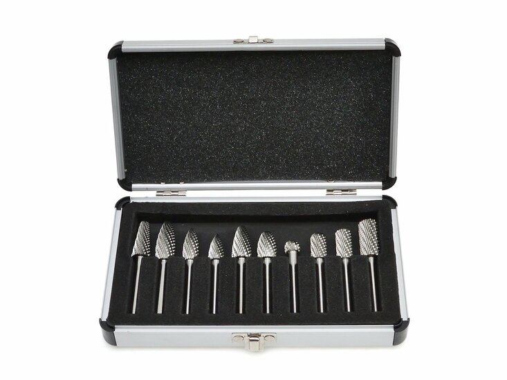 wolfraamcarbide frees set - 10 delig metaalfrees - frezen - stopfrezen - snijgereedschap - geko