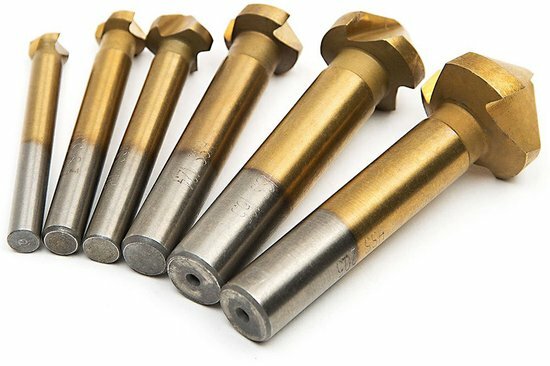 conische verzinkboorset - 6,3 tot 20,5 mm - afbraamboren - 6 dlg - boor set - verzinkfrees - geko