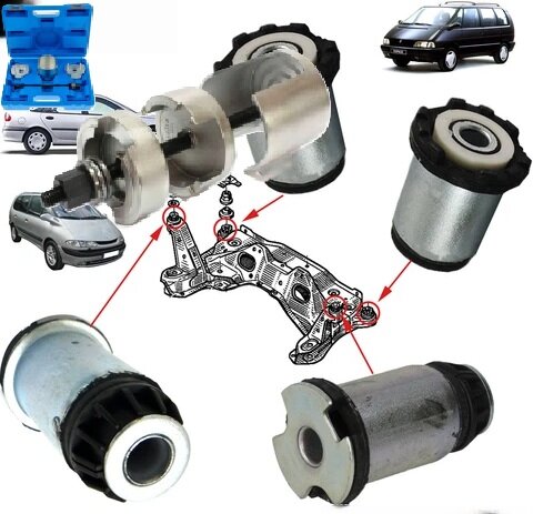 Achteras (de)montage set - Renault laguna 2 en peugeot 207 Bus draagarm demontage - SATRA