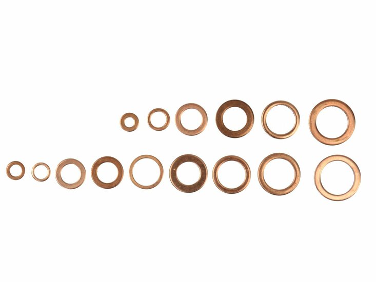 o-ringenset - koper ringen 150 delig - koperen ringen - geko