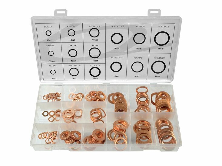 o-ringenset - koper ringen 150 delig - koperen ringen - geko