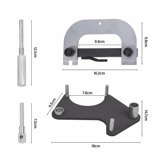 1.2 - 2.0 16V en 1.5 DCI&nbsp;Renault -&nbsp;Nissan - Opel - nokkenaspoelie-instelgereedschap&nbsp;- krukasdistributiepen- geko