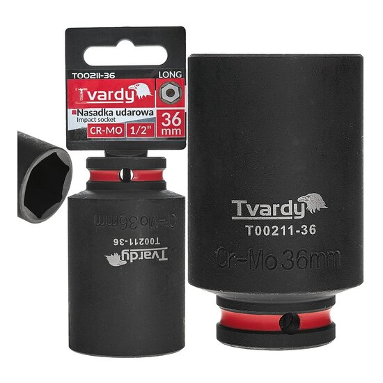 lange krachtdop 36 mm - 1/2 duims aansluiting - slagdop - impact dop - rateldop - dop - tvardy
