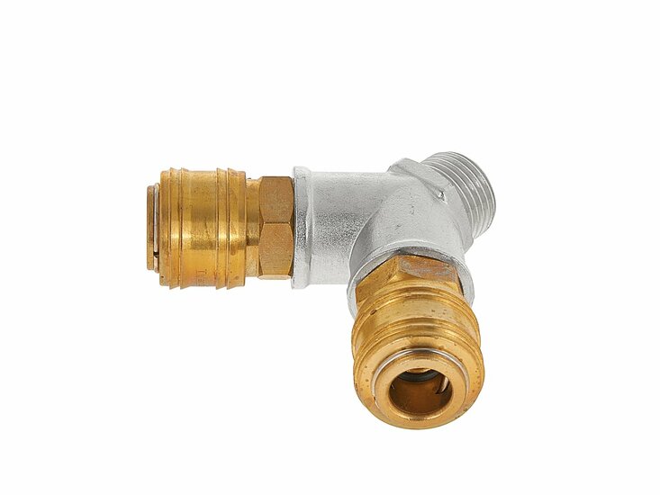 2 weg snelkoppeling luchtstekker 1/2 schroefdraad - luchtkoppeling - messing persluch - tvardy 