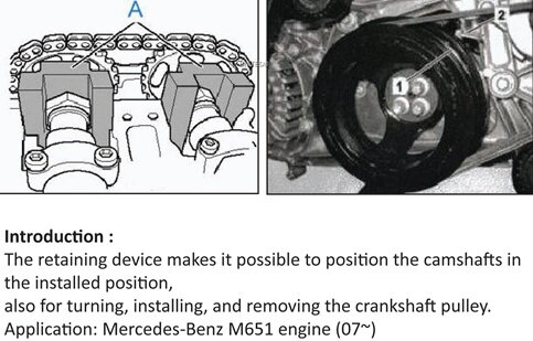 1.8 - 2.1 CDi mercedes m651 diesel krukaspoelie-blokkeergereedschap&nbsp;- afstellen van de nokkenastiming&nbsp;- bj 2009 -