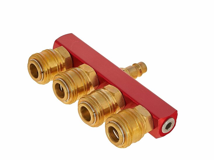 4 weg snelkoppeling euro - luchtkoppeling - messing persluchtnippel - mannelijk - tvardy