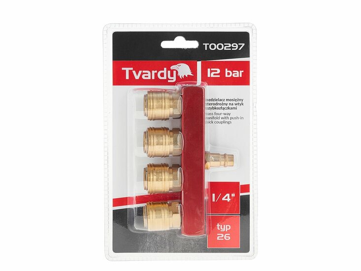 4 weg snelkoppeling euro - luchtkoppeling - messing persluchtnippel - mannelijk - tvardy