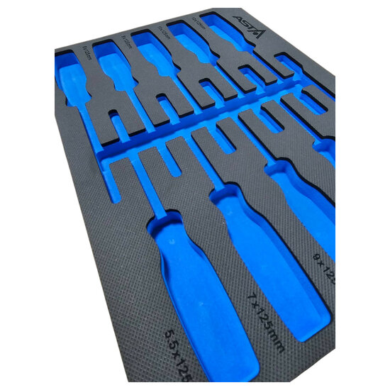 foam inlay voor 8 schroevendraaiers - schuim inlegbak&nbsp;- gereedschapswagen inleg foam&nbsp;- asta