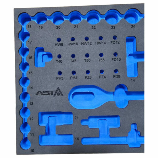 foam inlay voor 44 delig doppen set - schuim inlegbak&nbsp;- gereedschapswagen inleg foam&nbsp;- asta