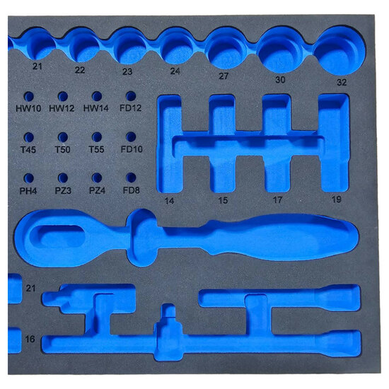 foam inlay voor 44 delig doppen set - schuim inlegbak&nbsp;- gereedschapswagen inleg foam&nbsp;- asta