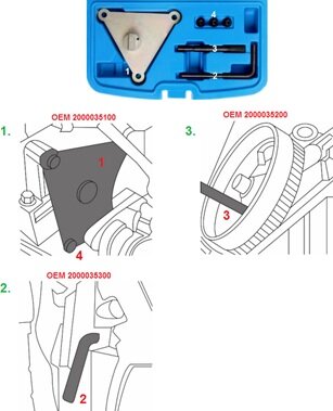 0.9 twinair fiat - alfa romeo - chrysler -&nbsp;blokkeergereedschap - poelieborgpen - vergrendelplaat nokkenas